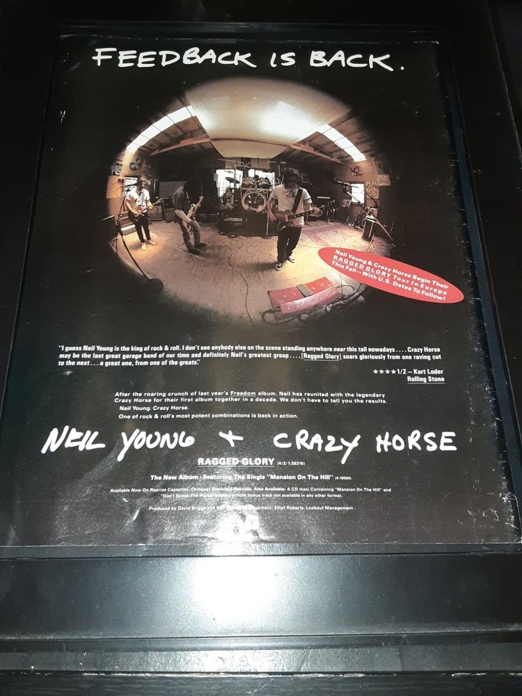 Neil Young Crazy Horse Feedback Rare Original Promo Poster Ad Framed!