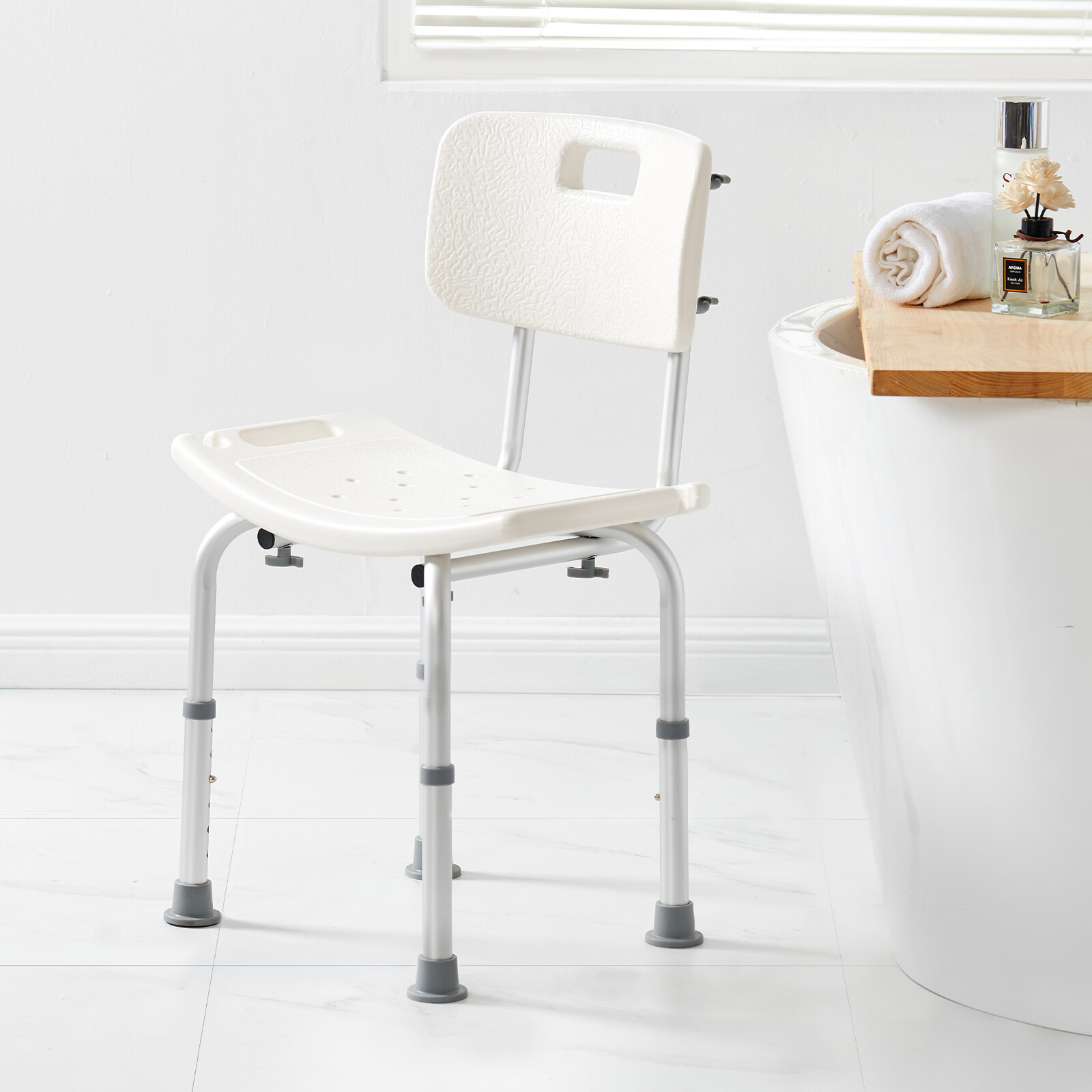 VEVOR Shower Chair Bath Bench with Back Adjustable Height Seat
