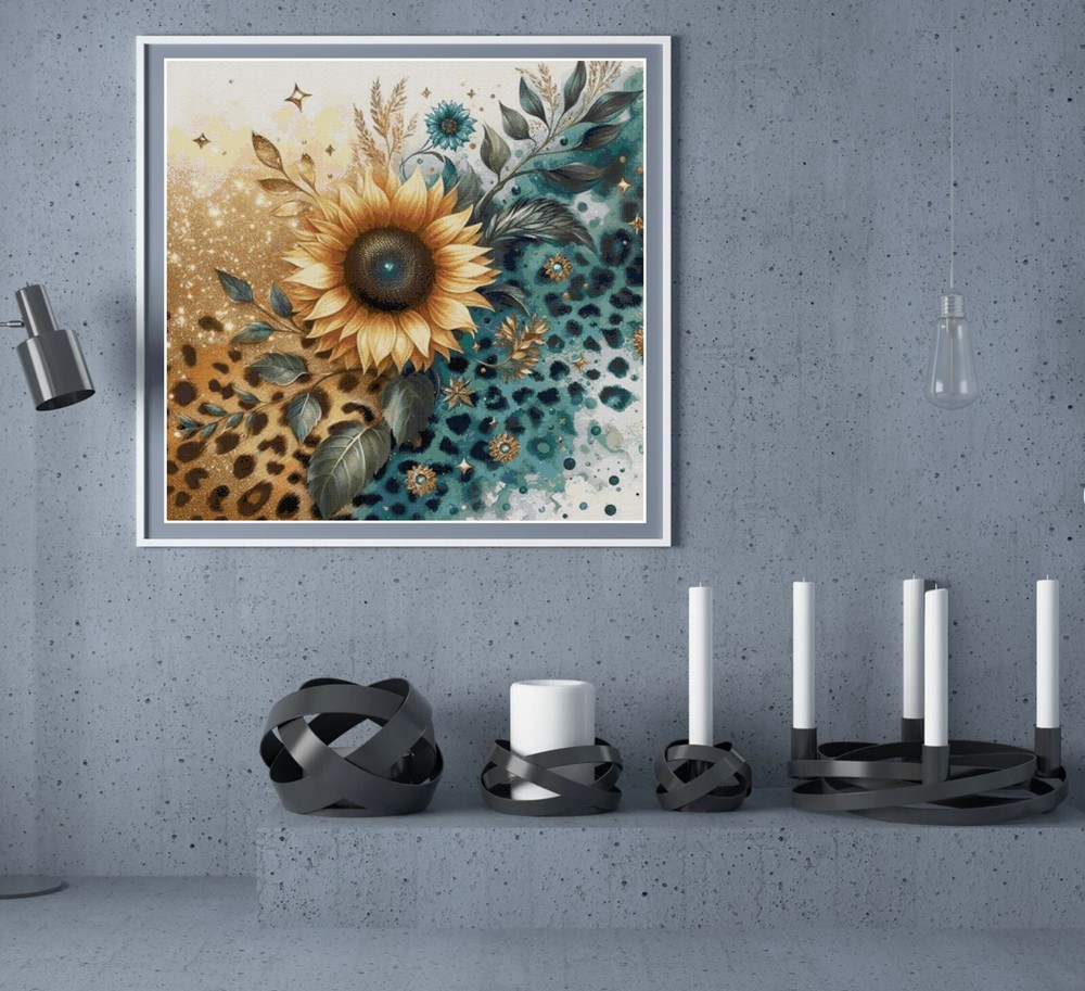 Sunflower Beach Ocean Full Cover Counted Cross Stitch Pattern