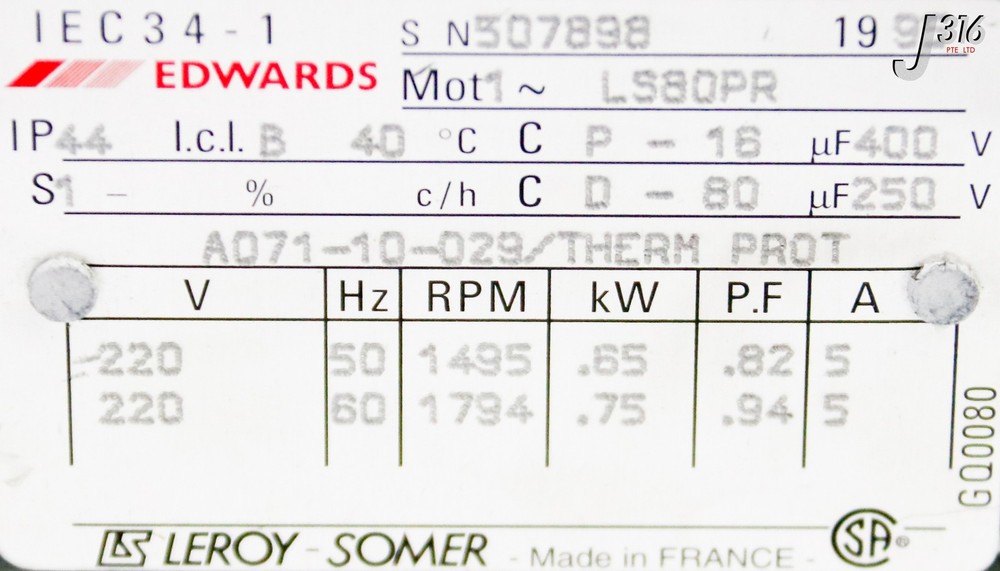 39018 EDWARDS ROTARY VANE VACUUM PUMP E2M30