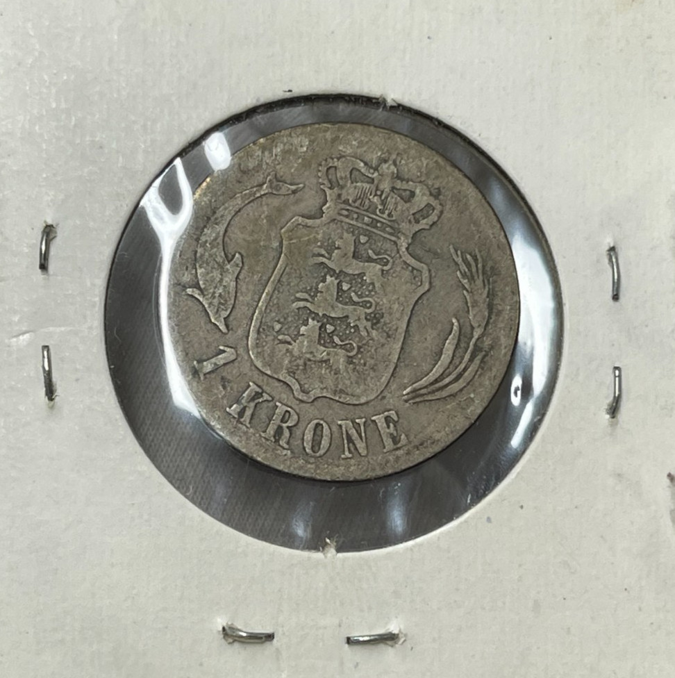 1875 Denmark One Krone Silver Coin