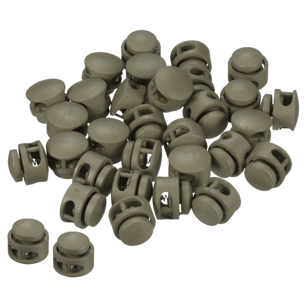 Cord Locks, 100 Pack Round Spring Toggle Stopper, Olive Drab