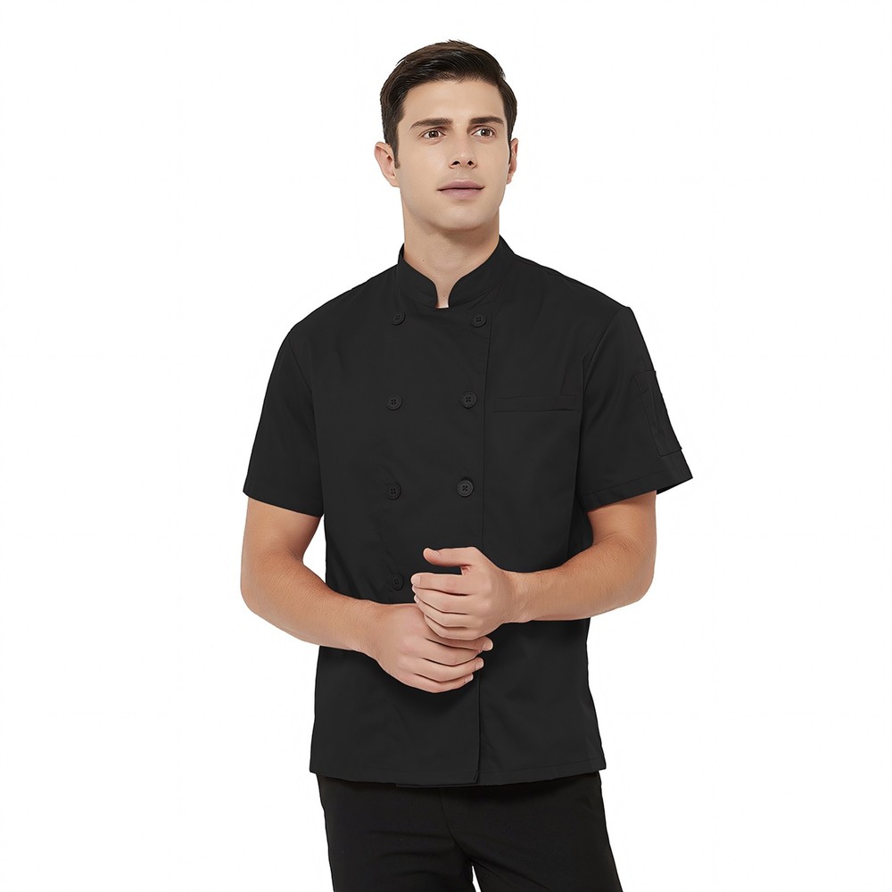 TOPTIE Short Sleeve Chef Coat Jacket Lightweight Button Chef Uniform