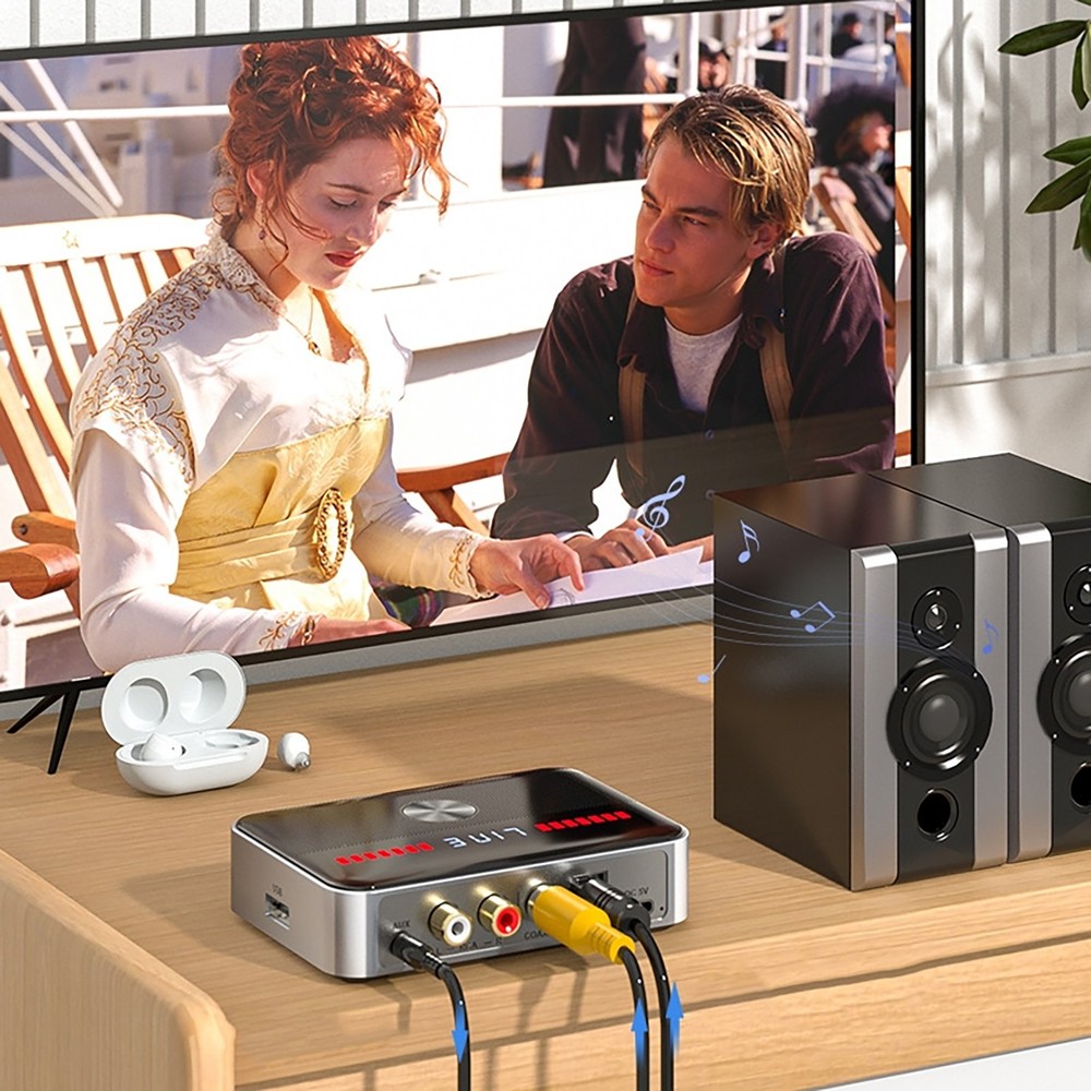Rechargeable 2 in1 5.3 Bluetooth NFC Transmitter Receiver Stereo Audio Adapter