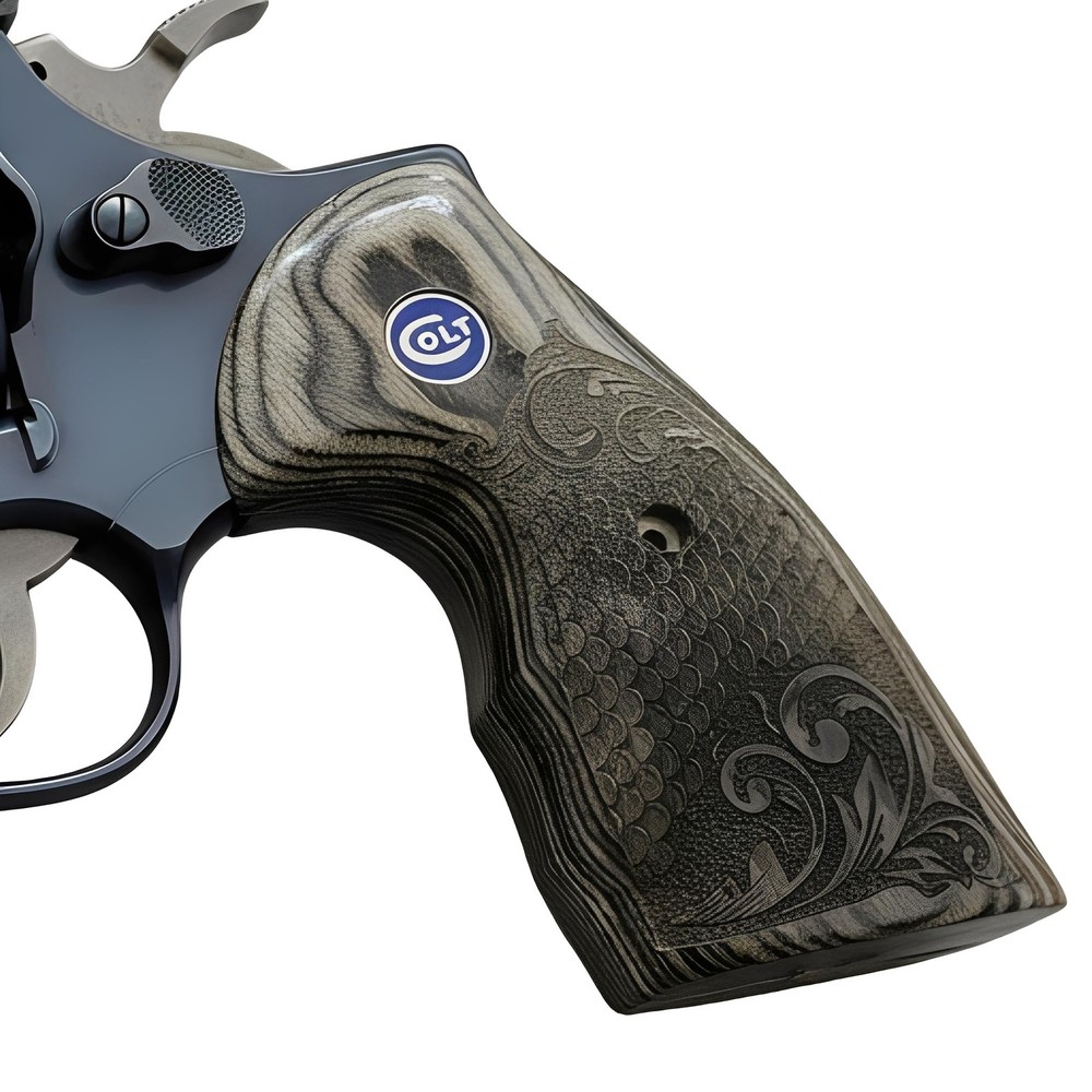 Colt Python Grips Black Rosewood Scroll & Scales Blue Colt Medallion