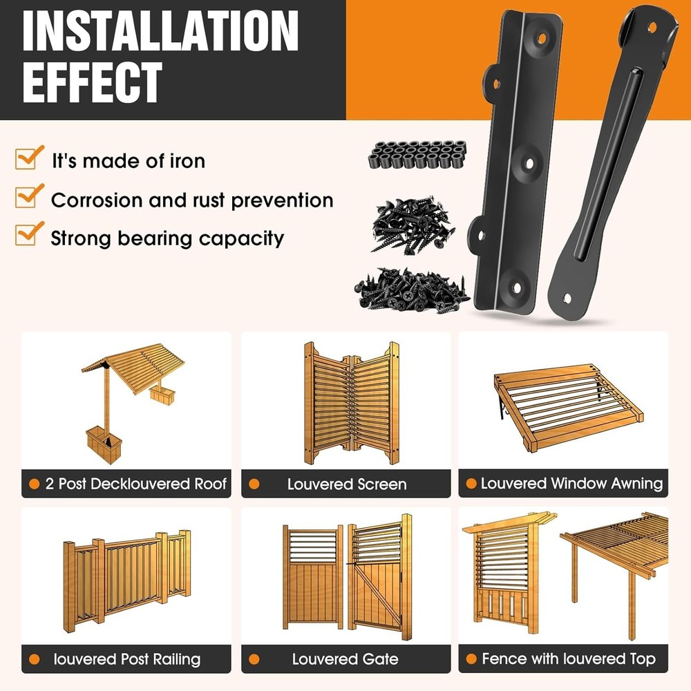 Louver Hardware Kit - Deck Sunblind System Brackets for Adjustable Outdoor Sh...