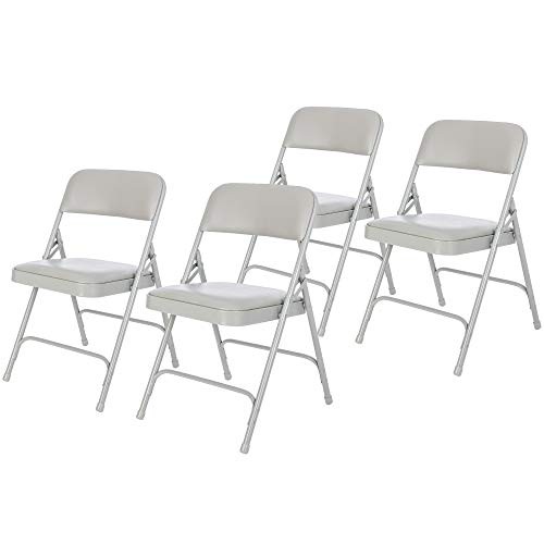 (4 Pack) Premium Vinyl Padded Folding Chair Grey