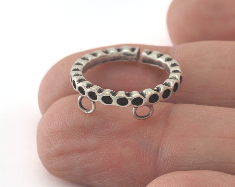 2 pcs Ring Adjustable Ring Bezel-Loop Antique Silver Plated brass(5us size)2694