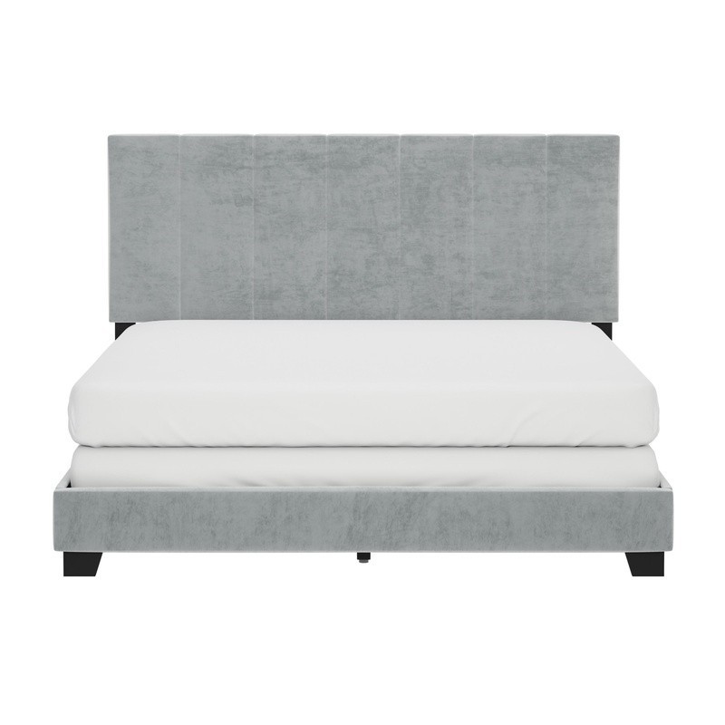 Upholstered Queen Bed Channel Tufting Modern Low Profile Assembly Required