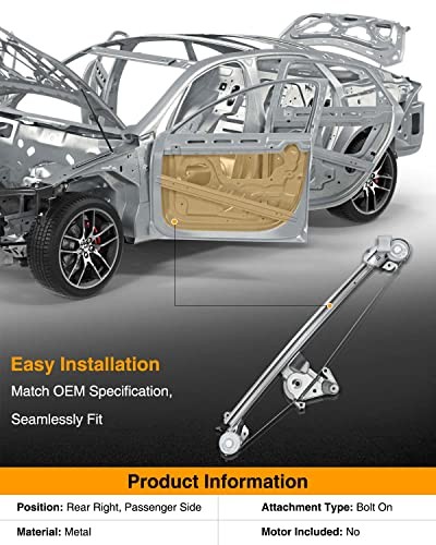 Power Window Regulator without Motor Compatible with Rear Passenger side