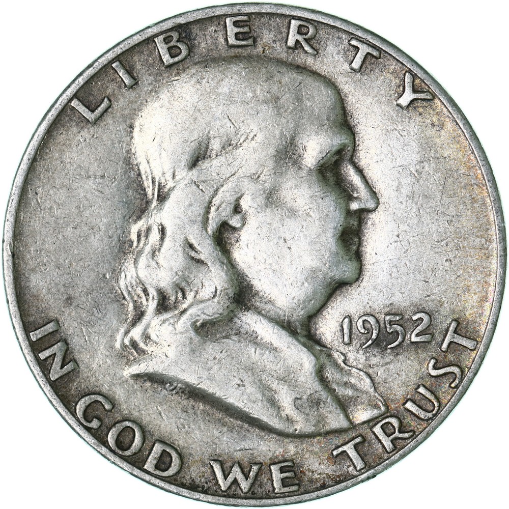 1952 S Franklin Half Dollar 90% Silver Fine FN