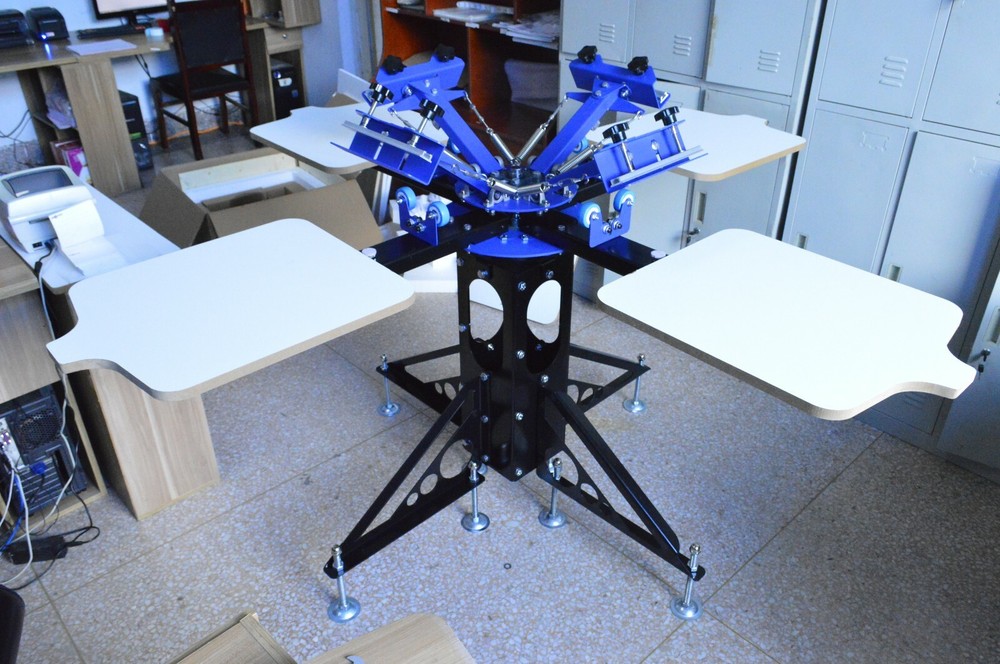 4 Color 4 Station Screen Printing Machine Rotary Printer Press +Pallet Bracket