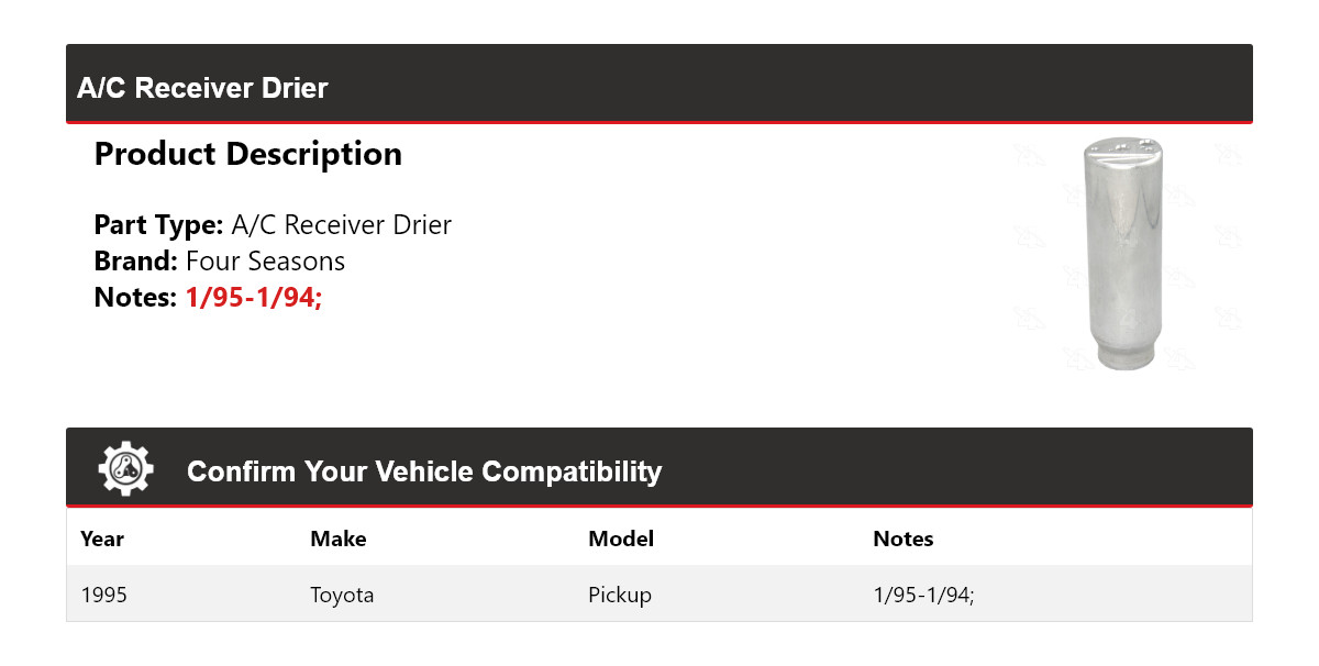 For 1995 Toyota Pickup A/C Receiver Drier 4 Seasons