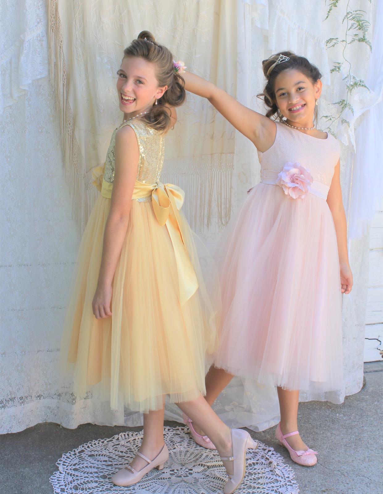 Sequins Mesh Flower Girl Dresses Birthday Wedding Pageant Communion Toddler 124