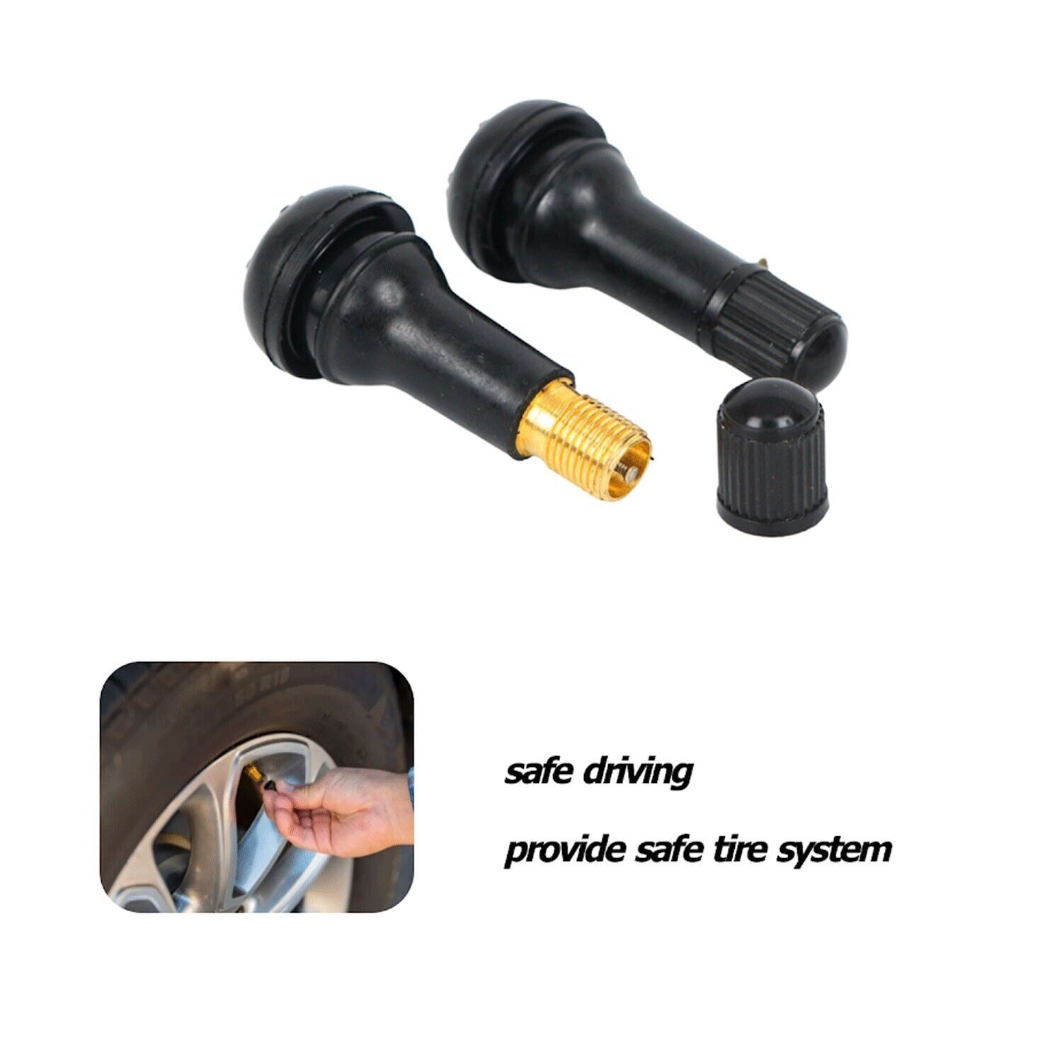 LOT 25 TR 413 Snap-In Rubber Tire Valve Stems Short Most Popular Valve Black