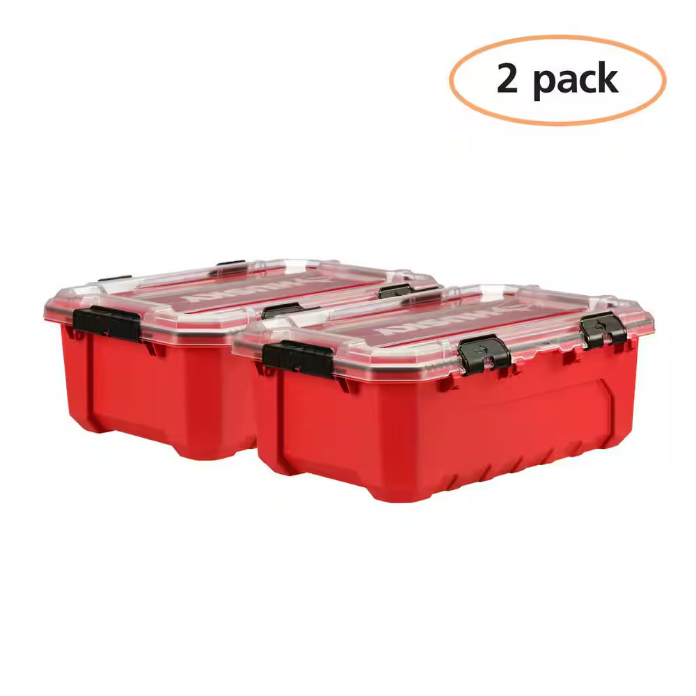 12 Gal. Professional Heavy Duty Waterproof Stackable Plastic Storage Container w