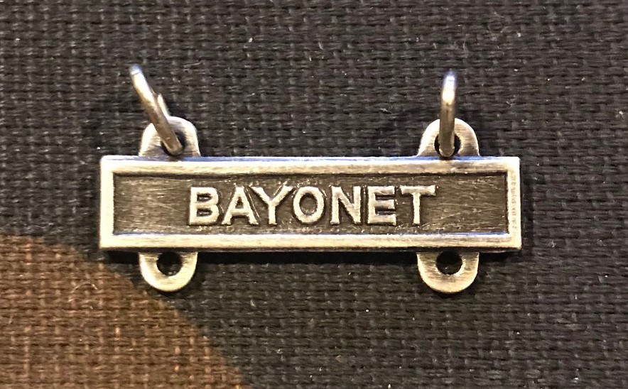 US ARMY BAYONET QUALIFICATION BAR; OXIDIZED SILVER FINISH
