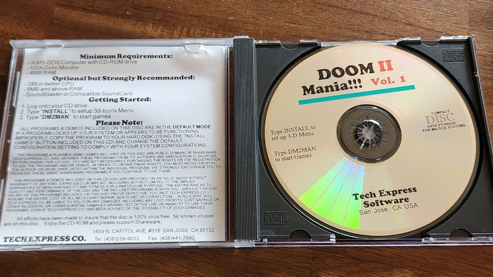 Doom II 2 Mania!!! PC Utilities Cheat Codes Level Editor Tech Express Software