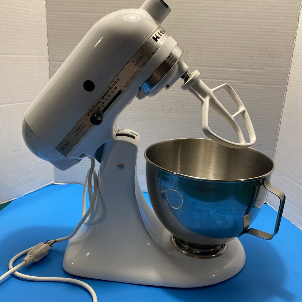 KitchenAid K45SSWH 10 Speed Mixer Bundle Tested Working