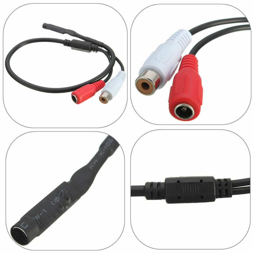 5 x Mic Audio Mini Microphone with DC input for CCTV Security Camera RCA Connect