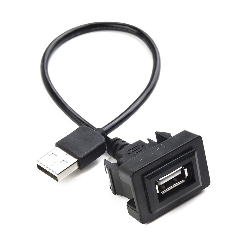 USB Extension Cable 25cm Adapter Black Car Center Console Flush Mount Part