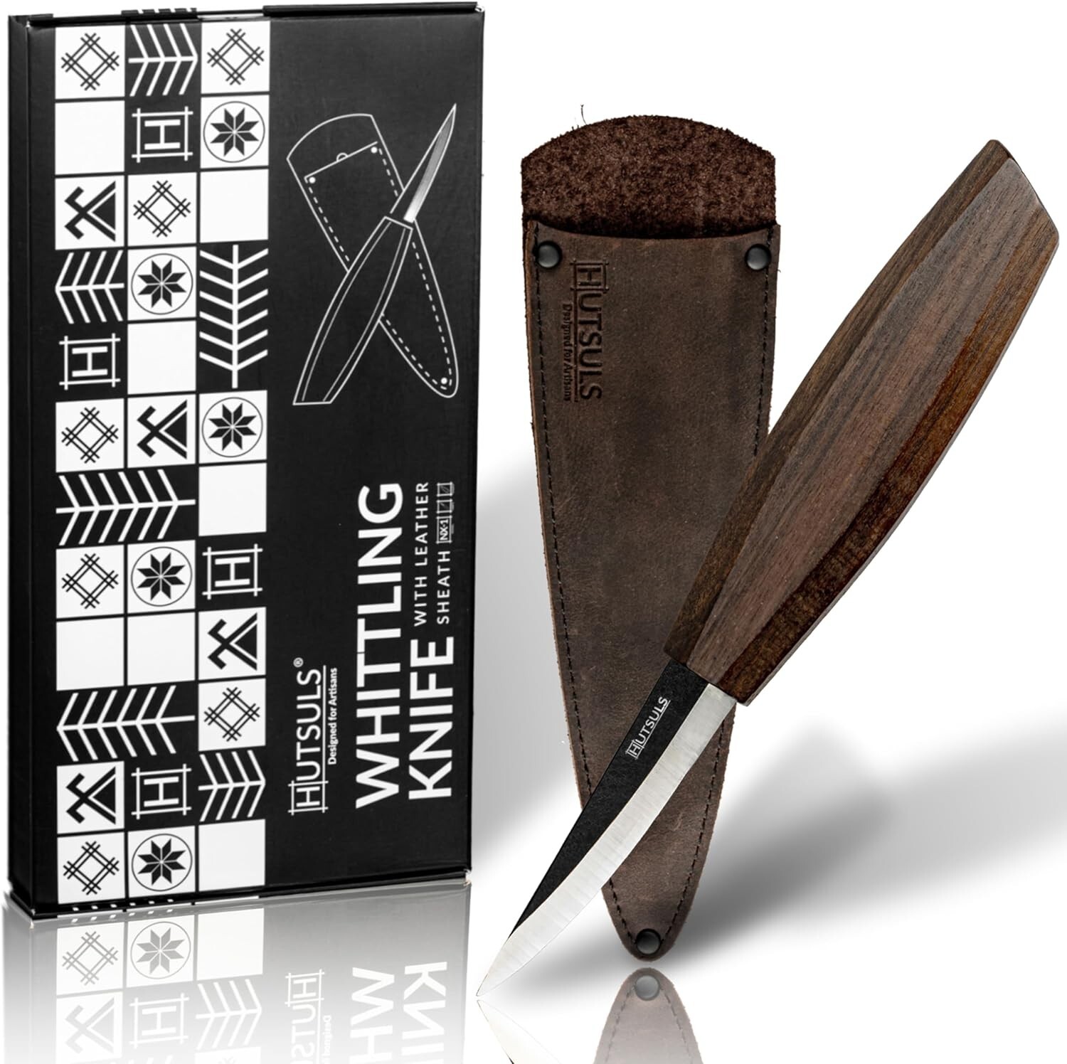 Hutsuls NX-1 Whittling Knife with Leather Sheath Wood Carving Knife Sloyd Knife