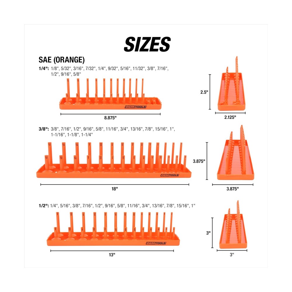 OEMTOOLS 22418 Socket Organizer Set, 6-Piece Holder Set Include... FAST USA SHIP