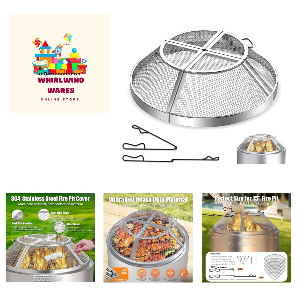 Fire Pit Spark Screen for Solo Stove Range Accessories, 15 Inch Range Shield ...