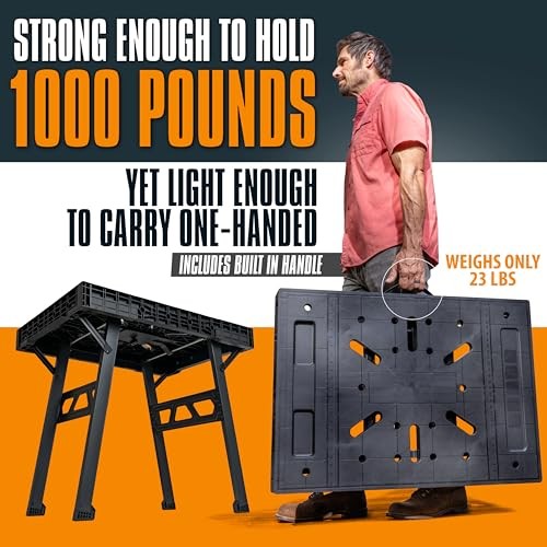 Express Folding Worktable, Easy Setup Portable Folding 24"x34" Black Workbench