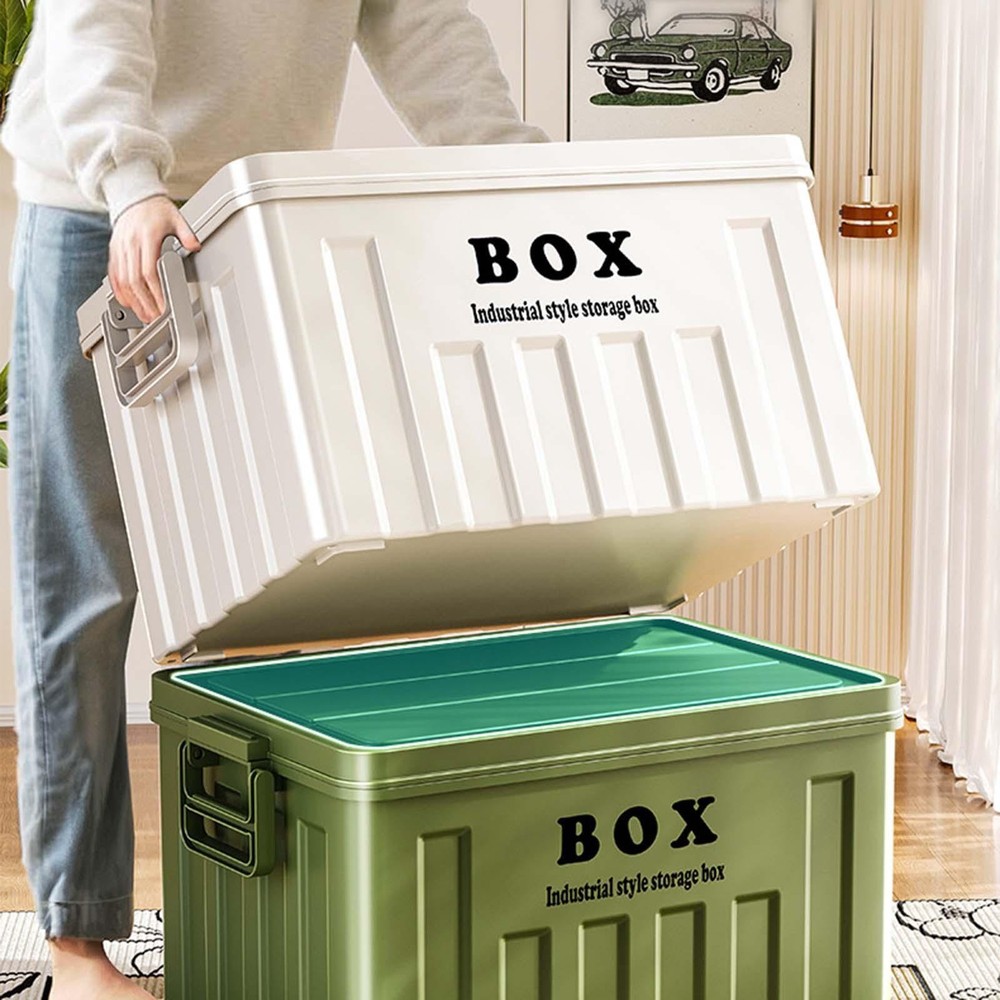Lidded Storage Bin Multipurpose Heavy Duty Container for Clothes Tools Toys