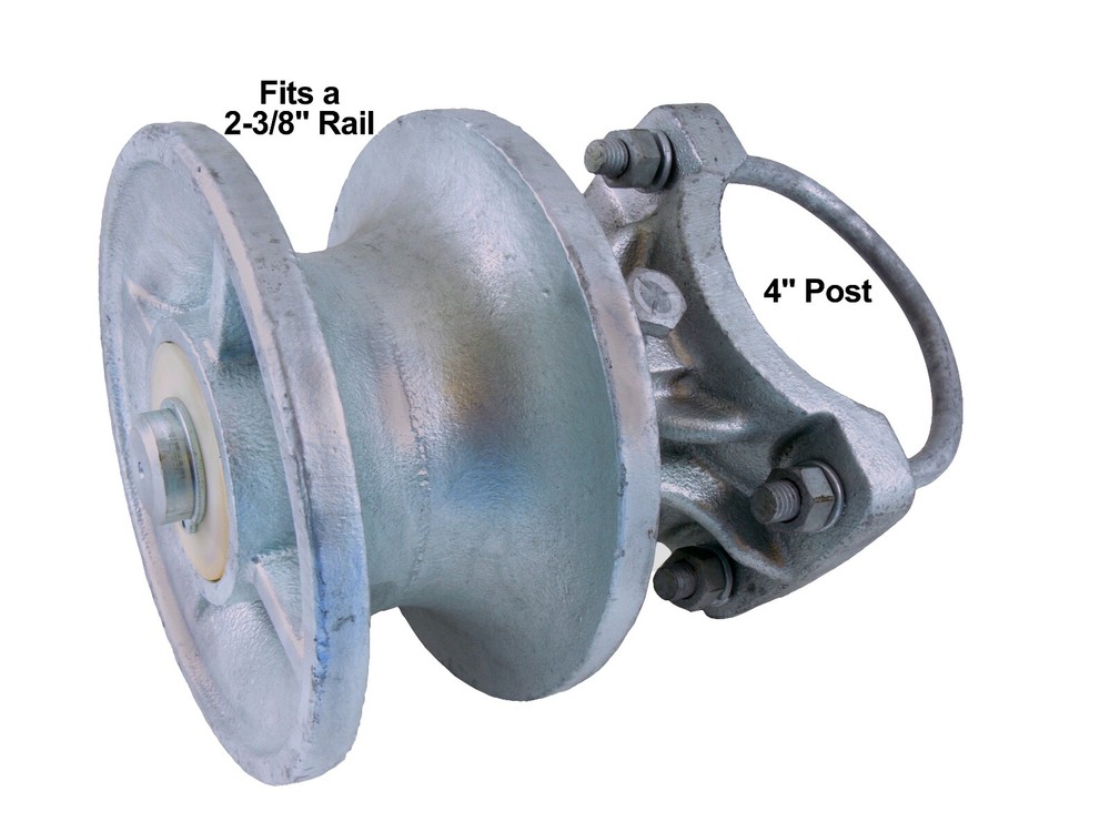 (1) CANTILEVERED GATE ROLLER: Hardware for 4" posts & 2-3/8"(2-1/2") Gate Frame