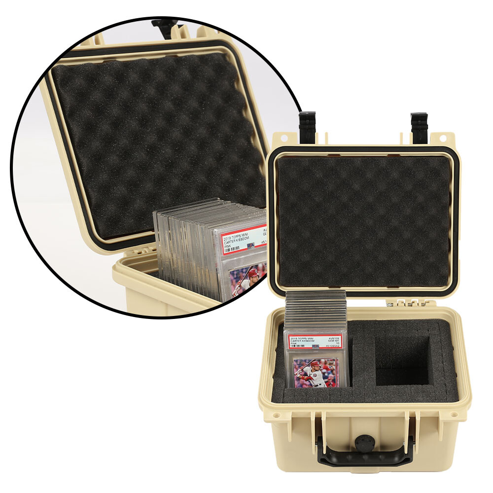 Waterproof Graded Card Storage Box Deep Travel Case Slab Holder&Protector Beige