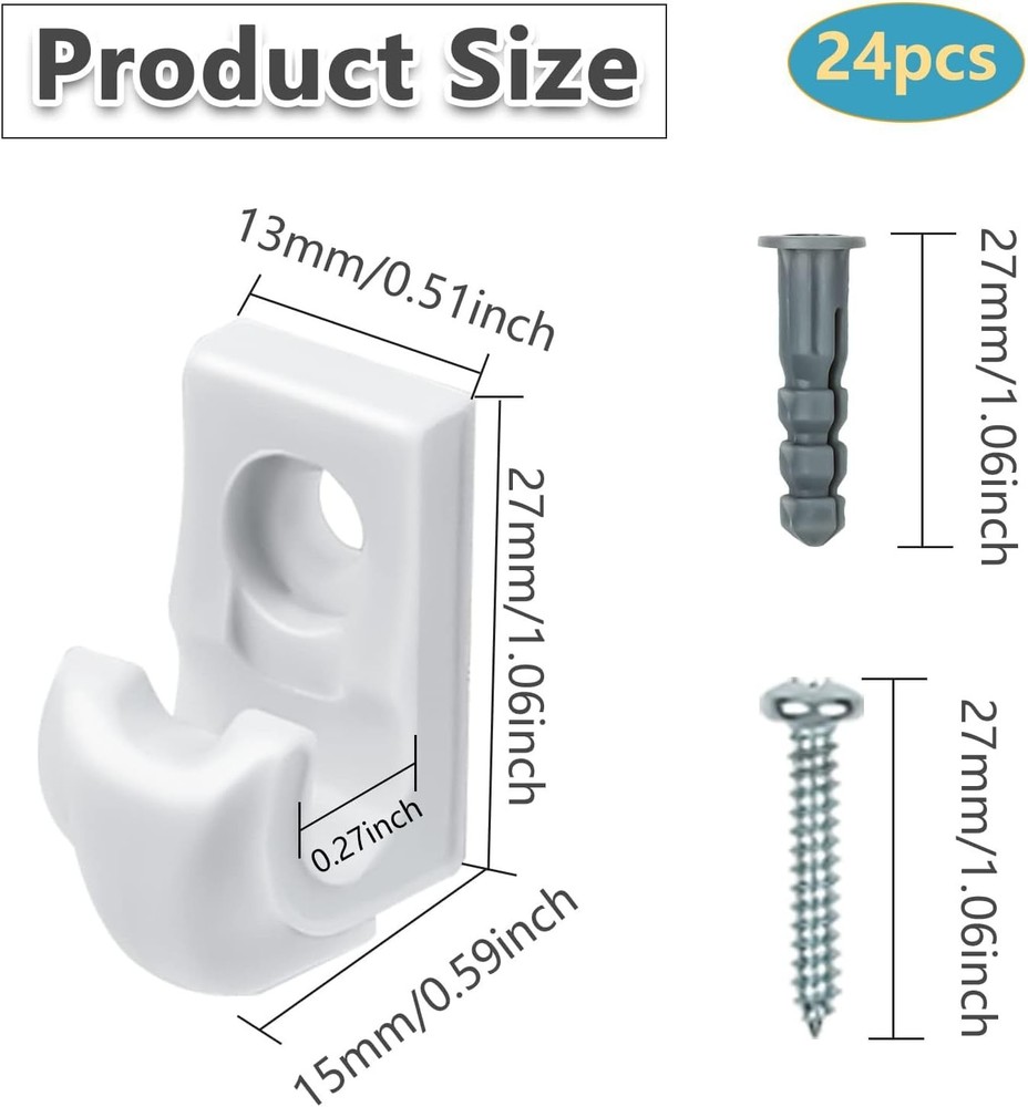 24-Pack Heavy Duty Plastic Wall Clips for Efficient Closet Organization