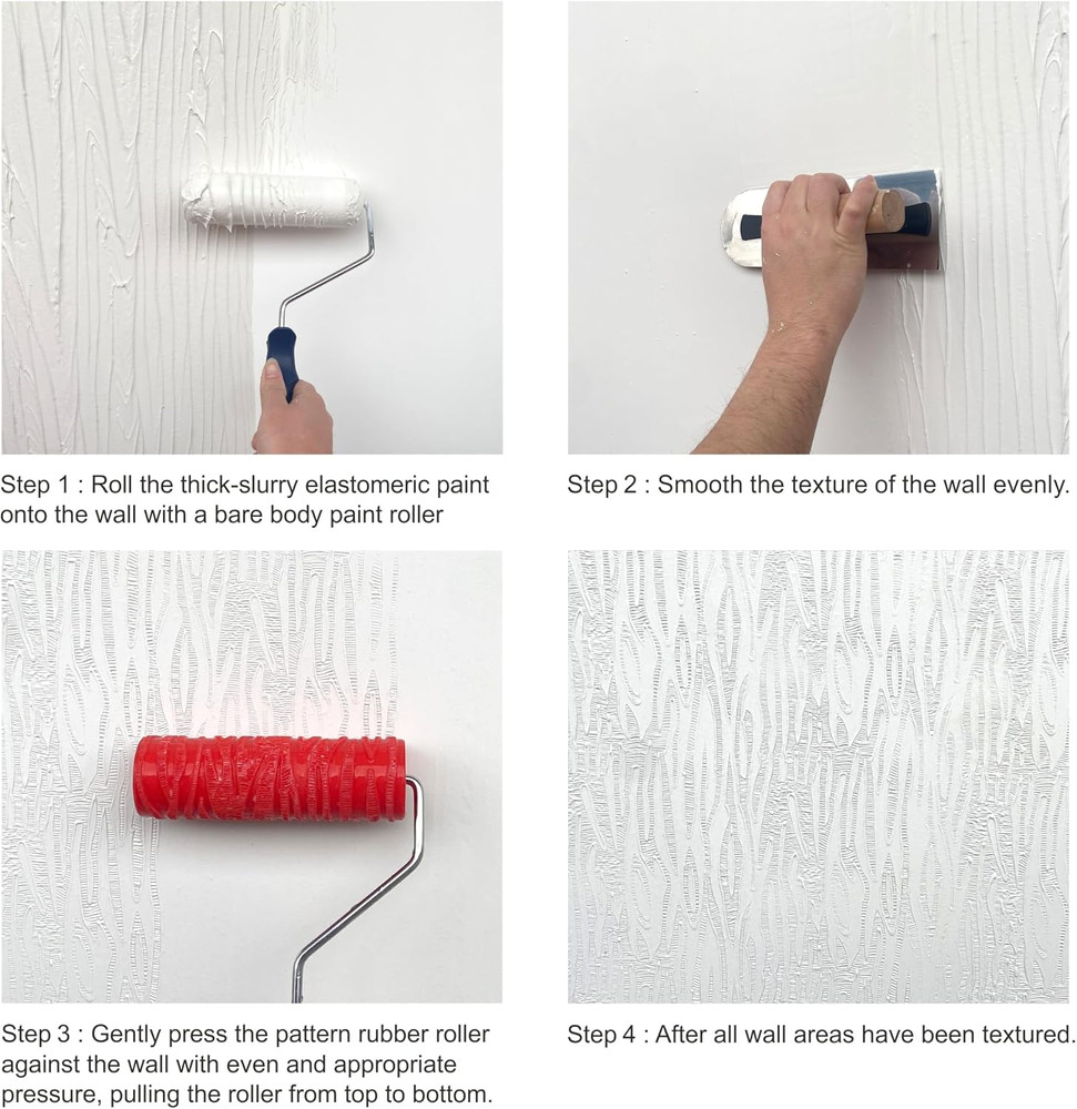 8'' Patterned Paint Roller for Wall Decoration Classic Texture Rubber Roller Dec