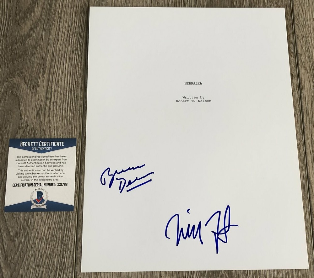 BRUCE DERN & WILL FORTE SIGNED AUTOGRAPH NEBRASKA SCRIPT w/PROOF BECKETT BAS COA