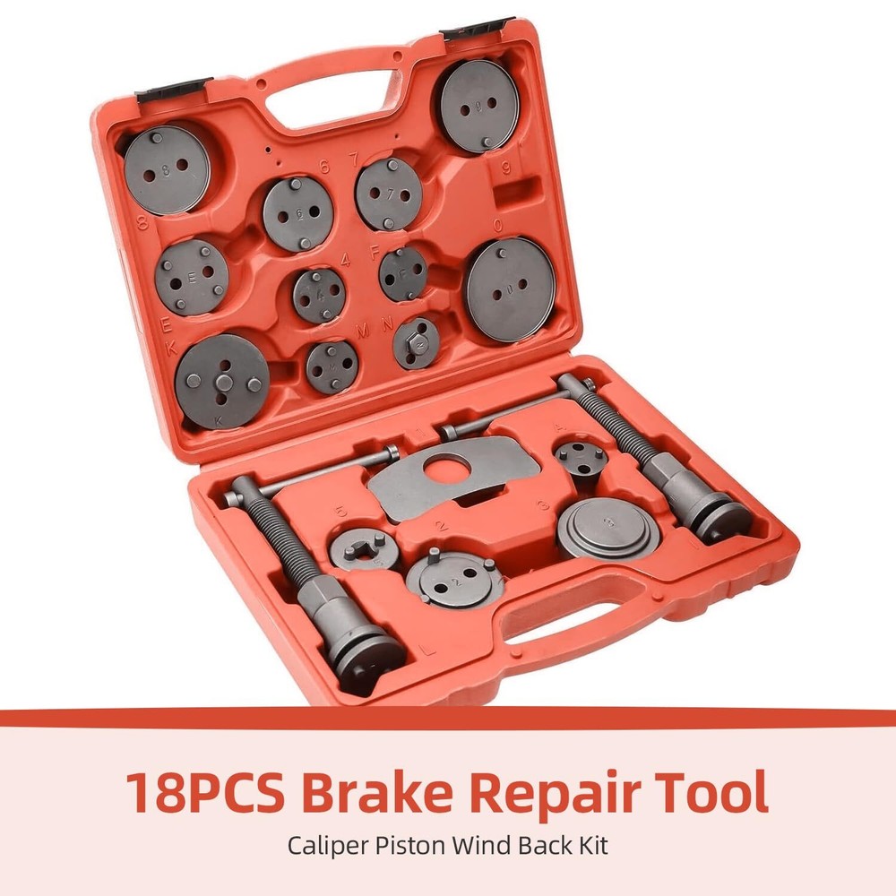 18Pcs Disc Brake Caliper Rewind Tool Auto Compressor Piston Pad Wind Back Kit