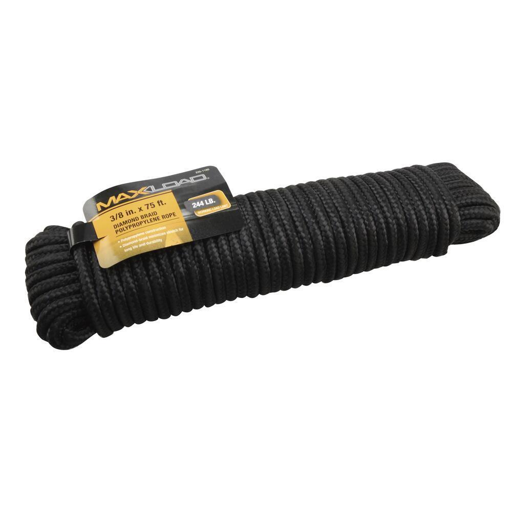 Max Load 3/8" x 75' Diamond Braid Polypropylene Rope - Ships as Assorted Colors