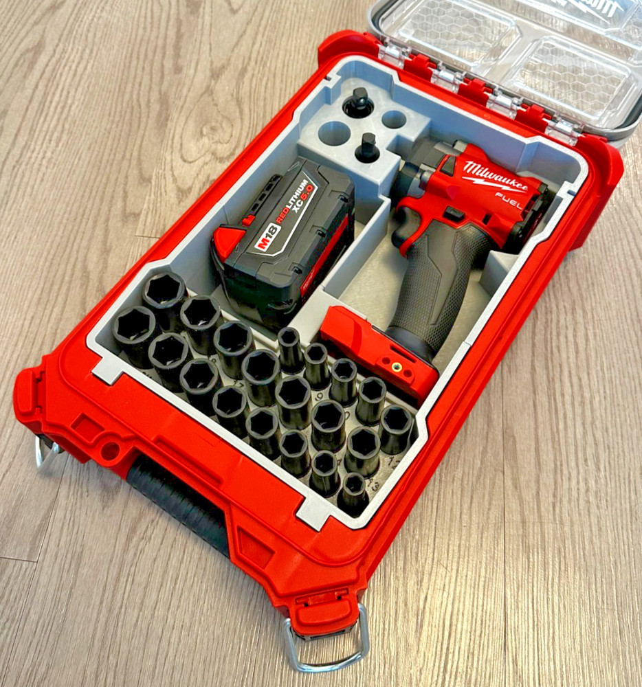 Milwaukee M18 3/8" Compact Impact PACKOUT Insert W/ Socket Organizer 3D