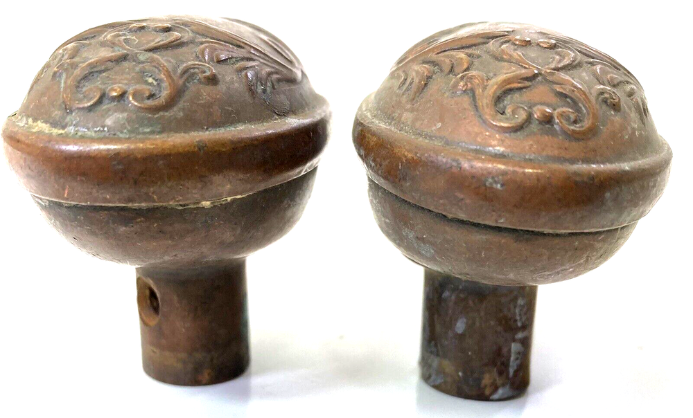Vintage Salvage Oval Knobs, Copper Door Knobs, Antique, Free Shipping