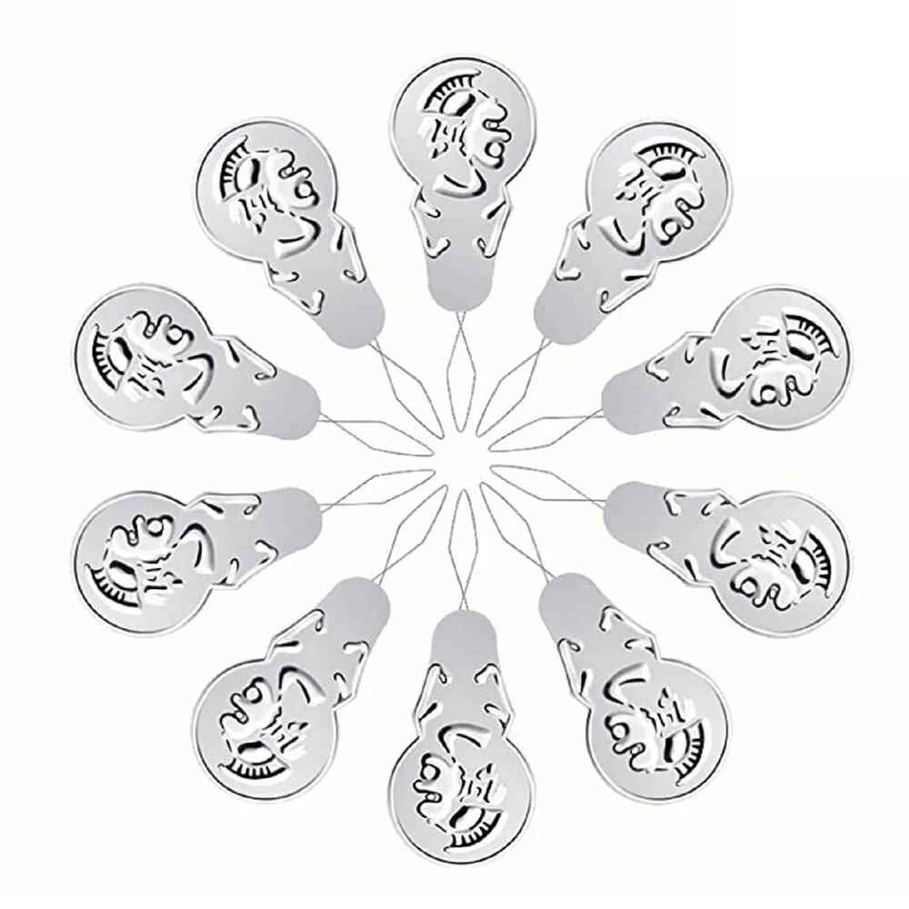 200pcs Metal Wire Needle Threader Silver Hand Sewing Stitch Insertion Tool 1.7"