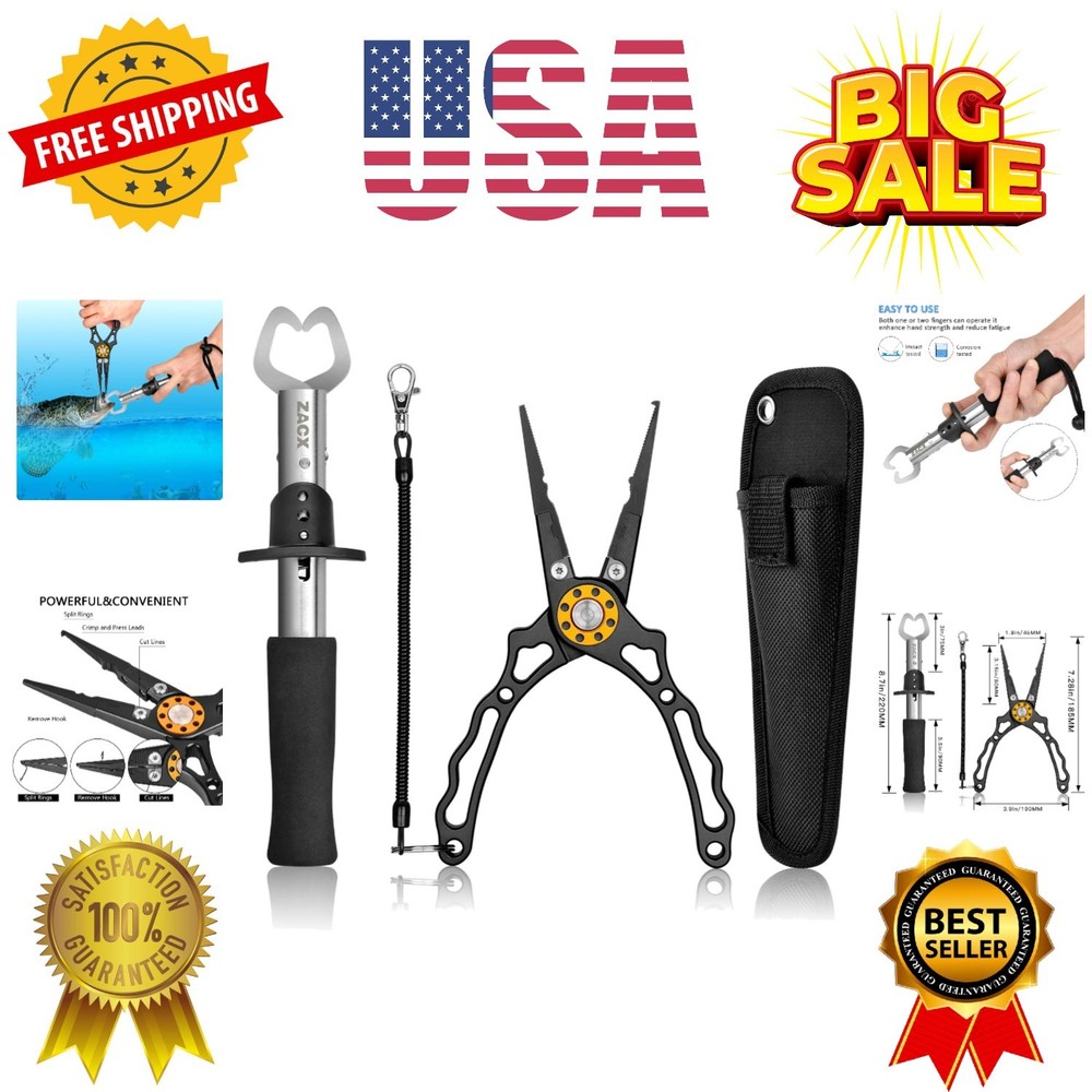 Fish Lip Gripper Pliers - Upgraded Muti-Function Hook Remover and Split Ring ...