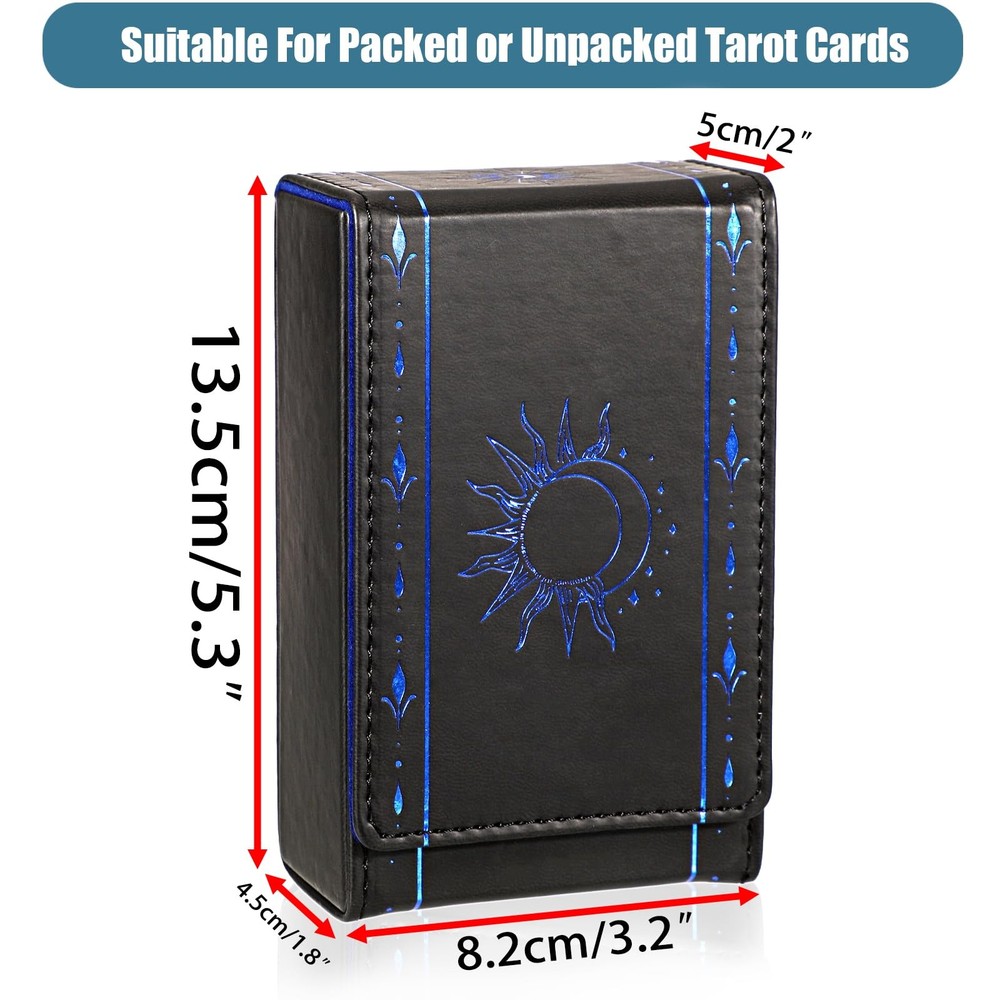PU Leather Tarot Card Protective Case, Sun Moon Pattern Design Tarot Deck Sto...