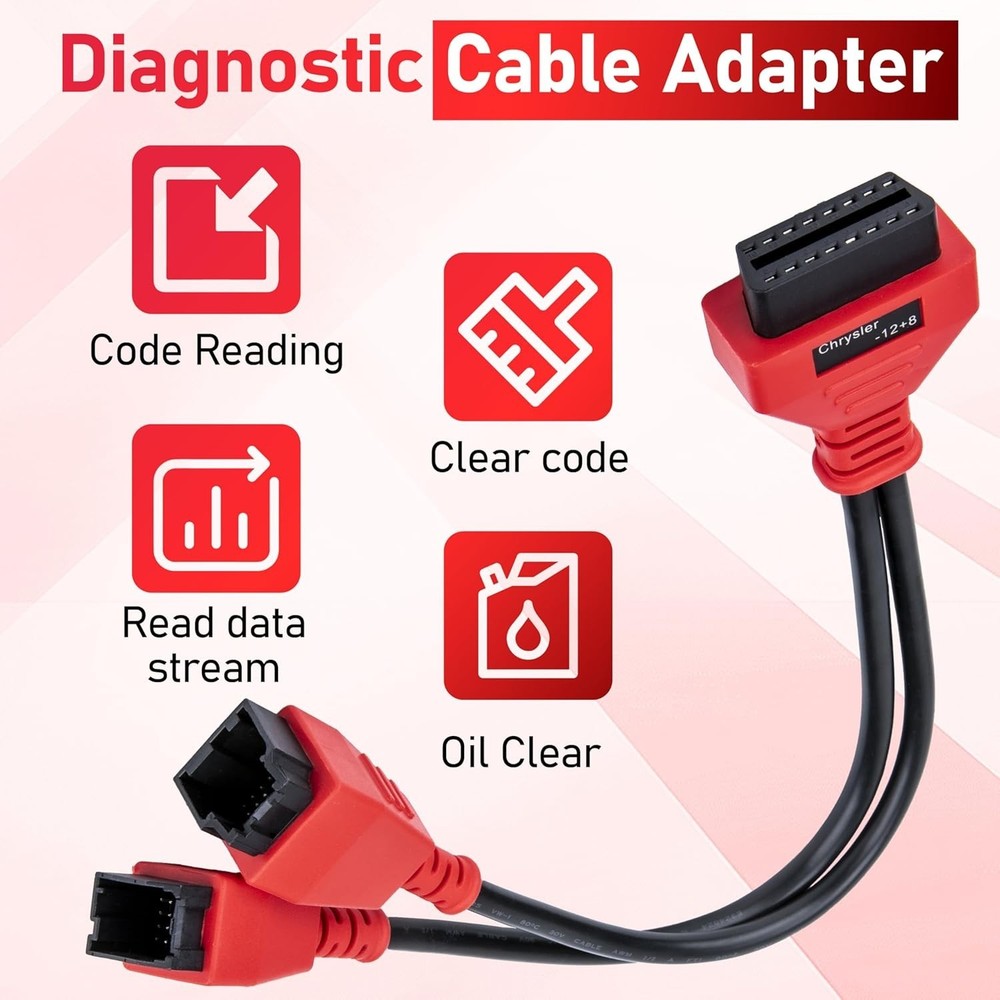 FCA 12+8 Cable Adapter for Chrysler 12+8 Programming Cable Connector, Autel OBD2