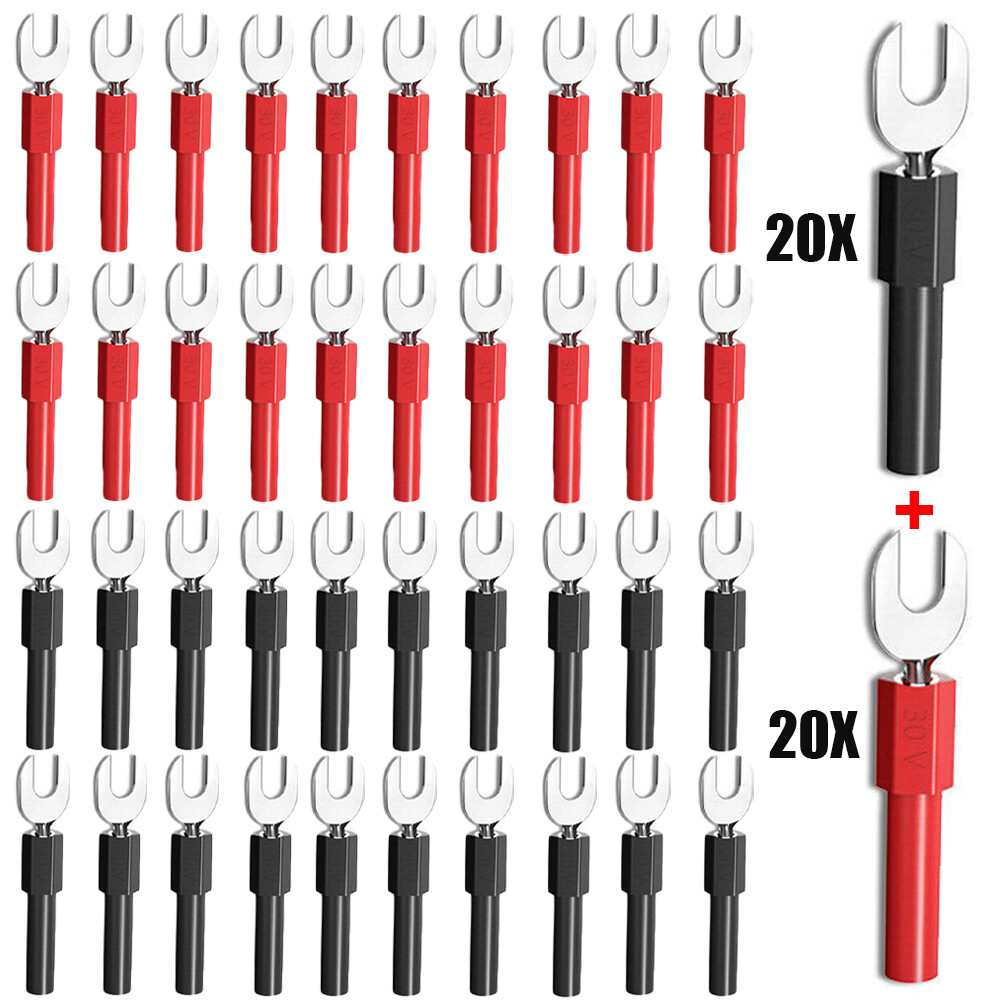 40pc 36A 6mm Spade Plug Adapter Fork U&Y Type Connector for 4mm Banana Plug