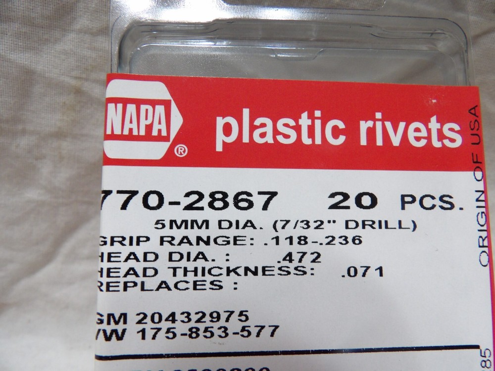 Plastic Rivets 770-2867 (Pack of 20)