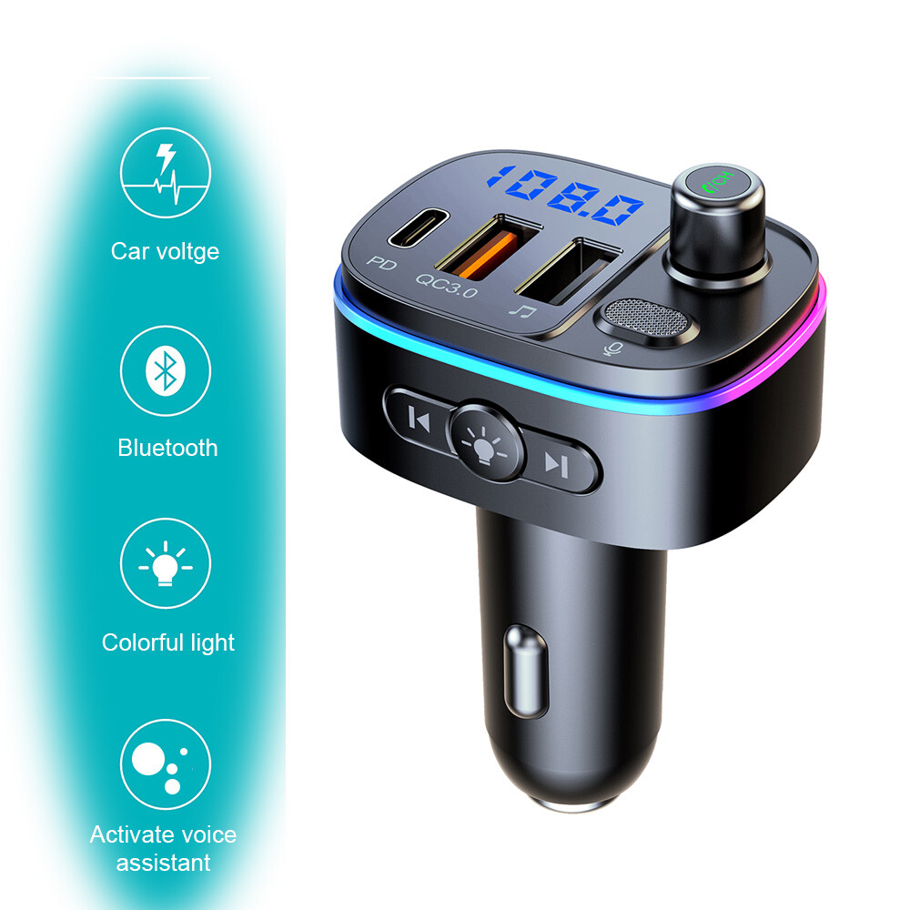Bluetooth Handsfree Car Kit FM Transmitter MP3 Player QC3.0 Dual USB Car Charger