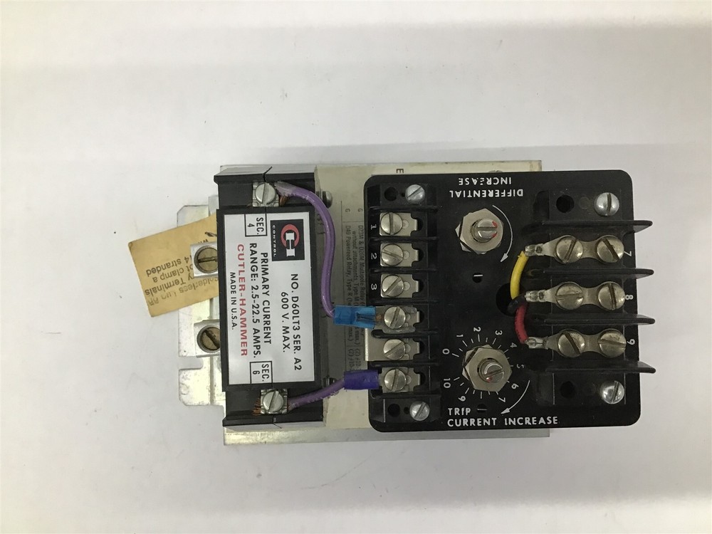 Cutler Hammer D60LT# Ser A2 600V Max Primary Current Range: 2.5-22.5