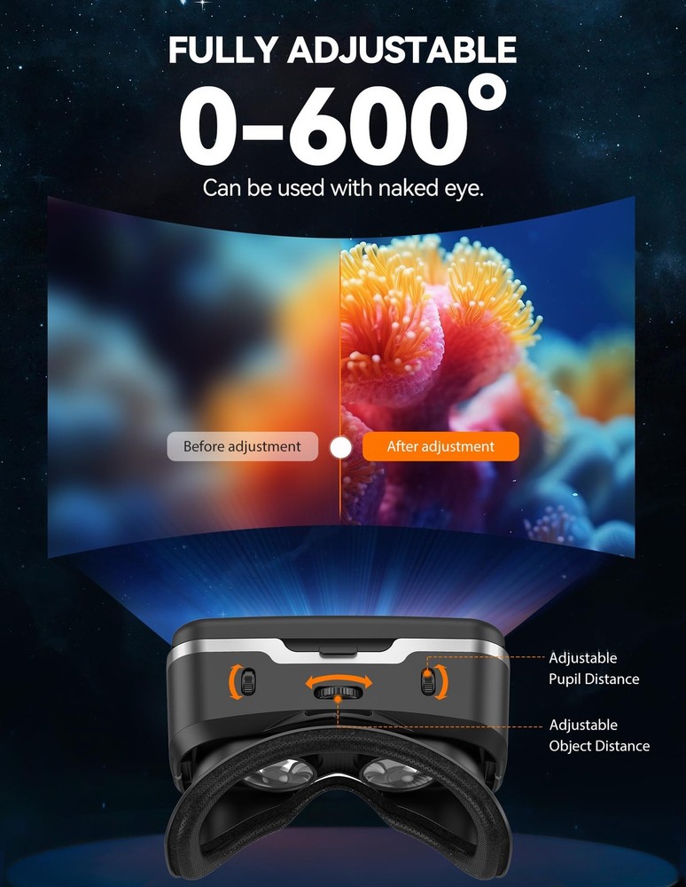 TECKNET VR Headset for Phone with Bluetooth Controller, 4.7-7.2" VR Headsets