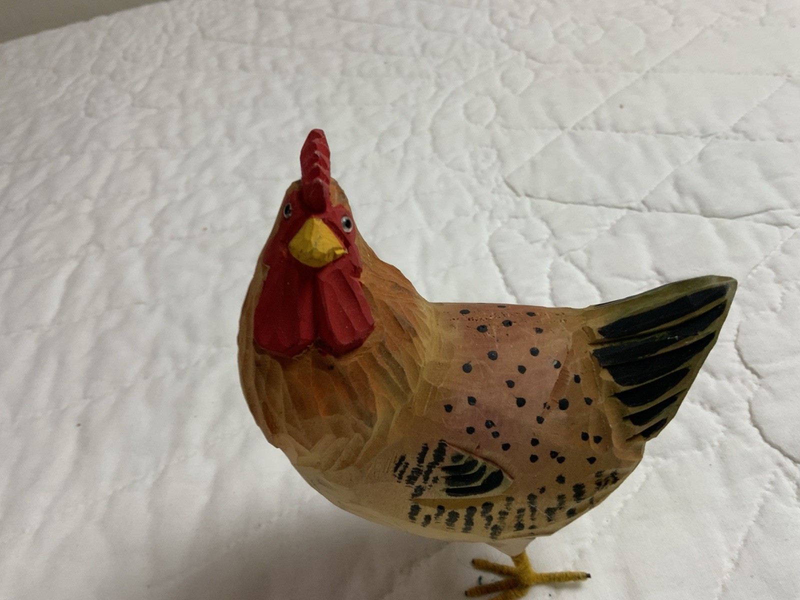 Rooster, Chicken Folk Art Figurine, Country, Wood, Carved, Hand Painted