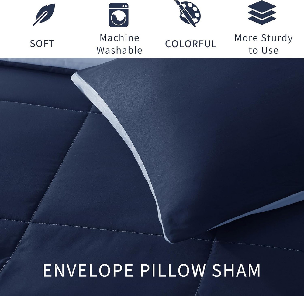 Lightweight Reversible Queen Size Comforter Set, down Alternative Comforter with